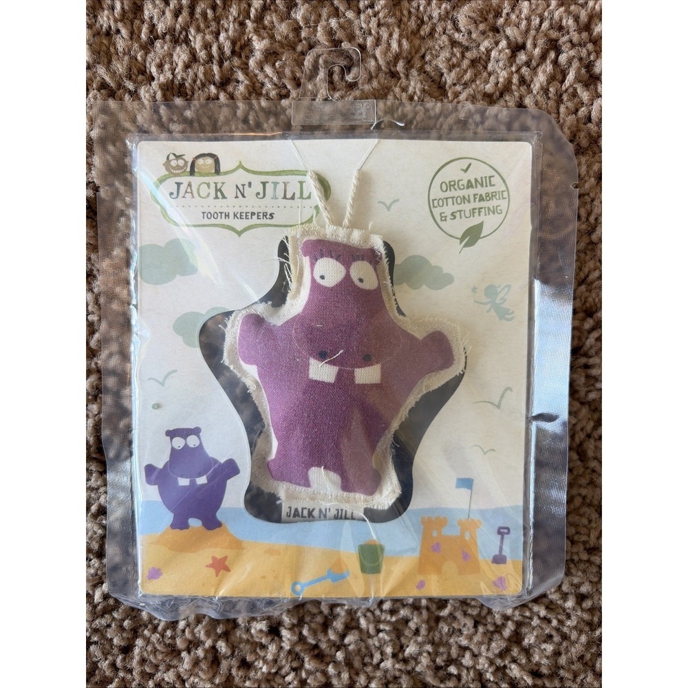 Jack n' Jill Tooth Keepers Organic Cotton Tooth Fairy Pillow Pouch HIPPO NEW NWT